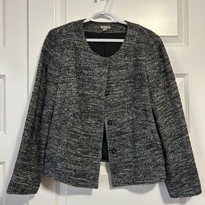 J. Jill Tweed Wool Blend Charcoal Blazer